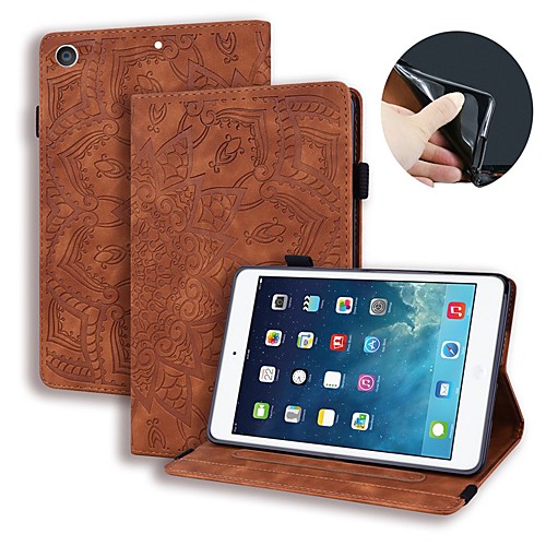 

Case For Apple iPad Air / iPad 4/3/2 / iPad (2018) Wallet / Card Holder / Embossed Full Body Cases Solid Colored / Flower PU Leather
