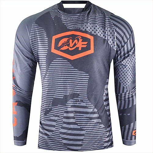 

CAWANFLY Men's Long Sleeve Cycling Jersey Downhill Jersey Dirt Bike Jersey Winter Summer Polyester Black Polka Dot Stripes Novelty Bike Jersey Top Mountain Bike MTB Quick Dry Breathable Back Pocket
