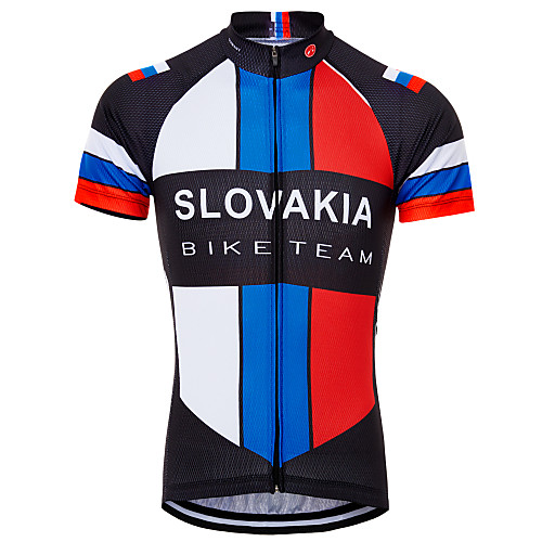 

21Grams Slovakia National Flag Men's Short Sleeve Cycling Jersey - Sky BlueWhite Bike Top UV Resistant Quick Dry Moisture Wicking Sports Summer Terylene Mountain Bike MTB Road Bike Cycling Clothing