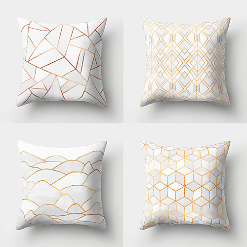 

Set of 4 Polyester Pillow Cover, Geometric Pattern Geometic Simple Classic Square Traditional Classic Throw Pillow