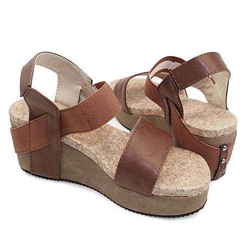 

Women's Sandals Wedge Sandals Flat Sandals Flat Heel Round Toe Daily Suede Solid Colored Leopard Black Khaki