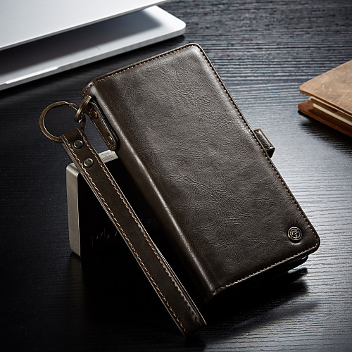 

CaseMe 2-in-1 Luxury Business Magnetic Flip Leather Case For iPhone12 11 Pro Max SE2020 iPhone XS With Kickstand Credit Card Slot Magnetic Closure Protective Case Wrist Strap Detachable Phone Case