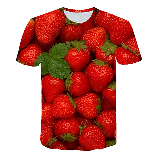 

Men's T shirt Shirt Color Block 3D Fruit Plus Size Print Short Sleeve Daily Tops Basic Exaggerated Round Neck Red / Sports