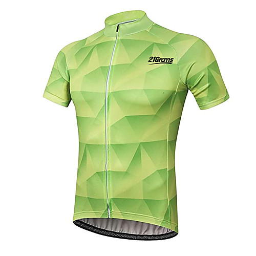 

21Grams Men's Short Sleeve Cycling Jersey Summer Spandex Polyester Mint Green Plaid Checkered Solid Color Bike Jersey Top Mountain Bike MTB Road Bike Cycling UV Resistant Quick Dry Breathable Sports