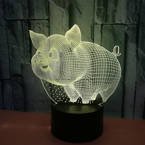 

3D Modeling Desk Lamp Led 7 Color Cute Piglet Changes Gradient Atmosphere Lamp Cool Children'S Night Light Lamp Decoration Toy