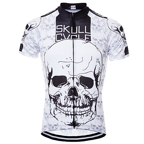 

21Grams Sugar Skull Skull Men's Short Sleeve Cycling Jersey - BlackWhite Bike Jersey Top Quick Dry Back Pocket Sweat wicking Sports Summer Terylene Mountain Bike MTB Road Bike Cycling Clothing