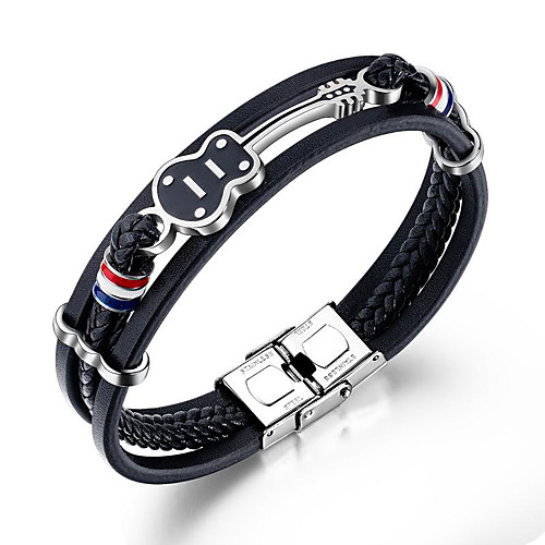 

Men's Wrap Bracelet Leather Bracelet Hologram Bracelet Braided Guitar Stylish Punk European Rock Leather Bracelet Jewelry Black For Anniversary Sport Formal Date Festival / Guitar Bracelet