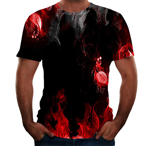 

Men's T shirt Graphic 3D Plus Size Print Short Sleeve Daily Tops Basic Black