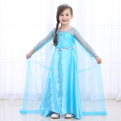 

Elsa Cosplay Costume Flower Girl Dress Kid's Girls' A-Line Slip Dresses Mesh Vacation Dress Christmas Halloween Carnival Festival / Holiday Silk Organza Blue Easy Carnival Costumes Sequin / Cotton