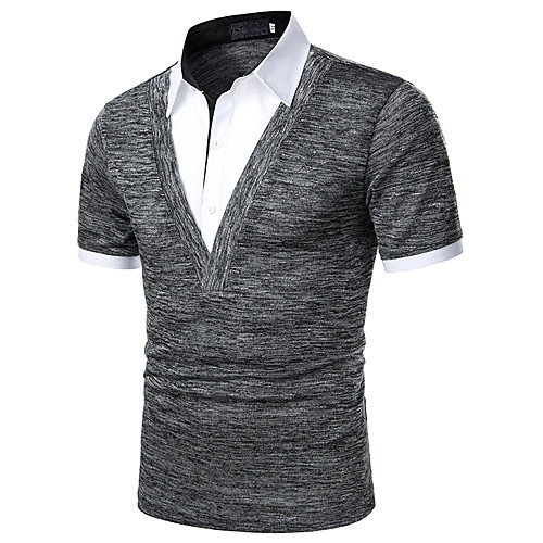 

Men's Golf Shirt Tennis Shirt Solid Colored Patchwork Short Sleeve Sports Outdoor Tops Basic Casual Breathable Comfortable Shirt Collar Gray Black / Work