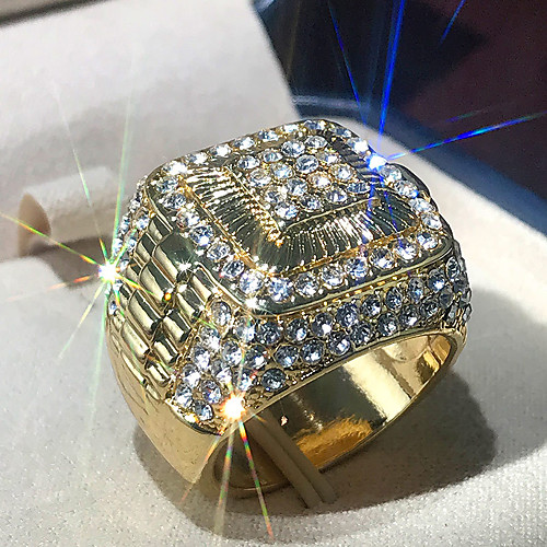 

Men's Ring Belle Ring AAA Cubic Zirconia 1pc Yellow Alloy Irregular Statement Luxury Party Evening Gift Jewelry Geometrical Wearable