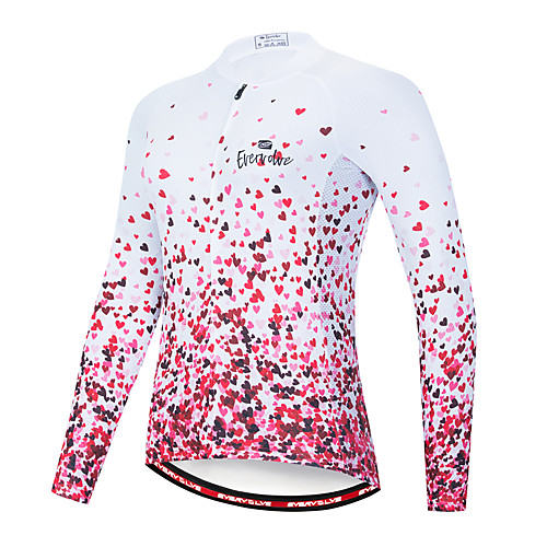 

EVERVOLVE Women's Long Sleeve Cycling Jersey Polyester Pink Heart Gradient Geometic Bike Jersey Top Mountain Bike MTB Road Bike Cycling Quick Dry Breathable Back Pocket Sports Clothing Apparel