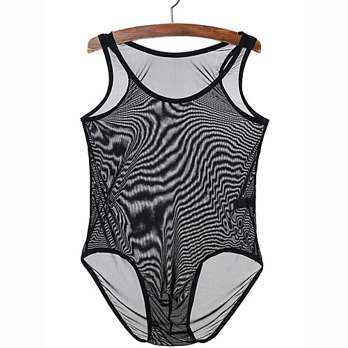 

Men's Mesh Sexy Bodysuits Nightwear Solid Colored White / Black M L XL / U Neck