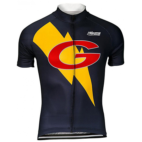 

21Grams Men's Short Sleeve Cycling Jersey Summer Spandex Polyester Black / Yellow Cartoon Bike Jersey Top Mountain Bike MTB Road Bike Cycling UV Resistant Quick Dry Breathable Sports Clothing Apparel