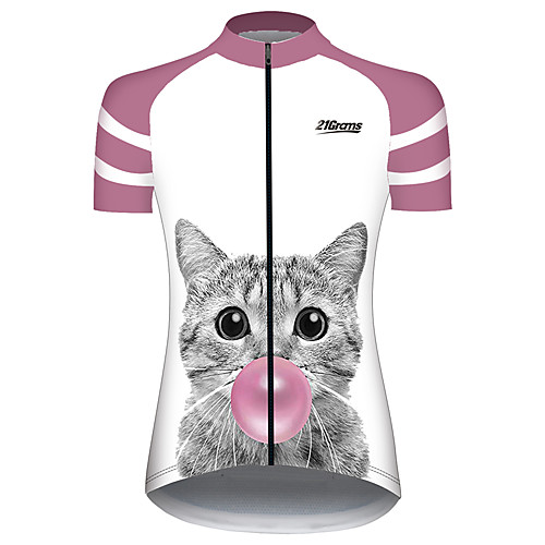 

21Grams Women's Short Sleeve Cycling Jersey Summer Spandex Polyester Yellow Blue Pink Cat Balloon Animal Bike Jersey Top Mountain Bike MTB Road Bike Cycling UV Resistant Quick Dry Breathable Sports