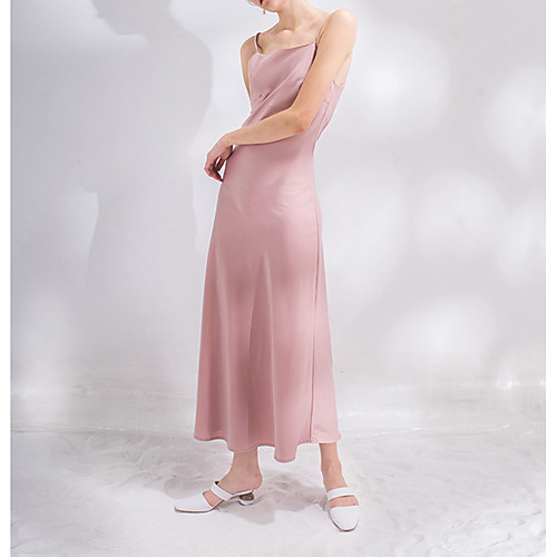 

A-Line Empire Holiday Cocktail Party Dress Spaghetti Strap Sleeveless Ankle Length Charmeuse with Pleats 2021