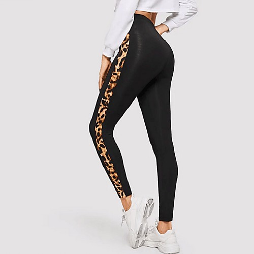 

Women's Sporty Sweatpants Pants Leopard Black