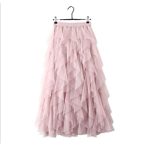 

Women's Daily Wear Basic Skirts Solid Colored Tulle Black Blushing Pink Beige
