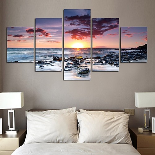 

5 Panel Wall Art Canvas Prints Painting Artwork Picture Landscape Beach Sea Home Decoration Décor Stretched Frame / Rolled