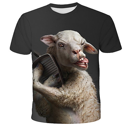

Men's T shirt Graphic 3D Animal Print Short Sleeve Daily Tops Streetwear Exaggerated Rainbow