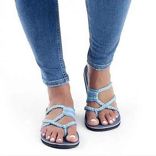 

Women's Sandals Flat Sandals Flat Heel Round Toe Daily PU Color Block Wine Black / White Light Green