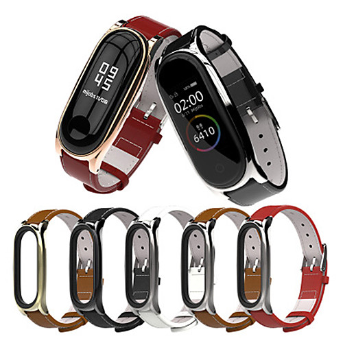 

Genuine Leather Strap for Xiaomi Mi Band 3 Bracelet Wristband Smart Watch Miband 4 NFC Accessories Wrist Straps strap with metal shell