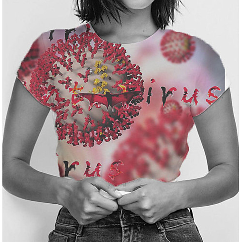 

Women's Plus Size T shirt Geometric Print Round Neck Streetwear Tops Blue Red