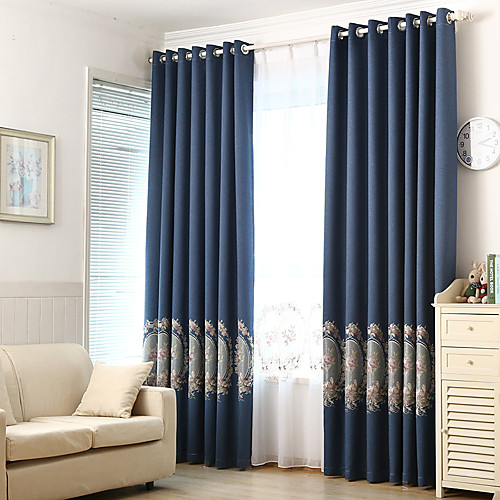 

Two Panel European Classical Style Imitation Linen Thick Shading Curtains Living Room Bedroom Dining Room Curtains