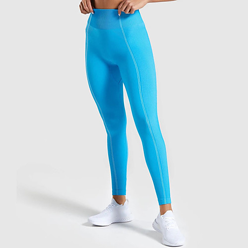 

Women's High Waist Yoga Pants Seamless Cropped Leggings Tights Tummy Control Butt Lift Quick Dry Solid Color Fuchsia Blue Green Nylon Fitness Gym Workout Running Summer Sports Activewear High