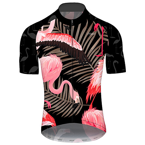 

21Grams Men's Short Sleeve Cycling Jersey Summer Pink Flamingo Floral Botanical Animal Bike Jersey Top Mountain Bike MTB Road Bike Cycling UV Resistant Quick Dry Breathable Sports Clothing Apparel