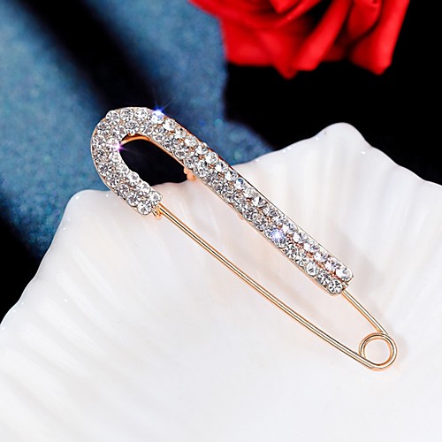 

Women's Cubic Zirconia Brooches Classic Paper Clip Stylish Simple Classic Brooch Jewelry Gold For Party Gift Daily Work Festival