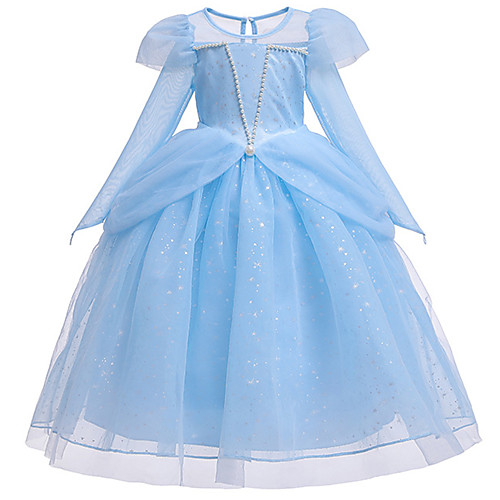 

Princess Cinderella Dress Flower Girl Dress Girls' Movie Cosplay A-Line Slip Beaded Vacation Dress Blue Pink Dress Halloween Carnival Masquerade Tulle Cotton
