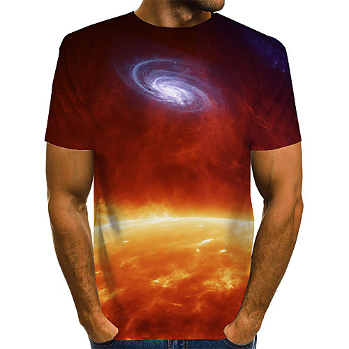 

Men's T shirt Shirt Color Block Abstract 3D Plus Size Print Short Sleeve Daily Tops Streetwear Exaggerated Round Neck Rainbow