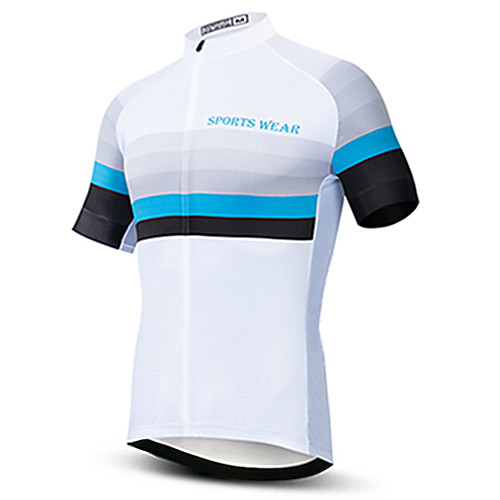 

21Grams Men's Short Sleeve Cycling Jersey Summer BlackWhite Stripes Solid Color Bike Jersey Top Mountain Bike MTB Road Bike Cycling UV Resistant Quick Dry Breathable Sports Clothing Apparel