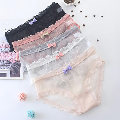 

Women's Normal Lace / Bow Brief Stretchy Mid Waist 1 PC Blushing Pink M