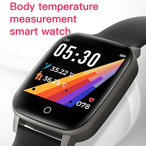 

T1 Thermometer Smart Wristbands Unisex Smart watch Bluetooth Touch Screen Heart Rate Monitor Blood Pressure Measurement Calories Burned Thermometer ECGPPG Pedometer Activity Tracker for Iphone