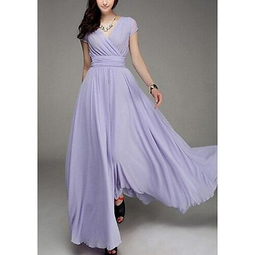 

Women's Maxi Sheath Dress - Sleeveless Solid Color V Neck Elegant Wine Purple Green Light Green S M L XL