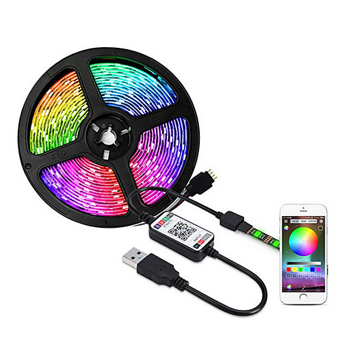 

5m Flexible LED Light Strips RGB Tiktok Lights 150 LEDs SMD5050 10mm 2 x USB Connecting Line WiFi Controller 1 set Halloween Christmas Waterproof USB Decorative 5 V