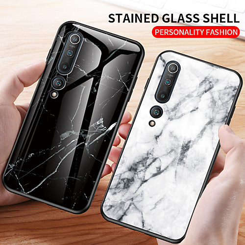 

Luxury Marble Tempered Glass Phone Case For Xiaomi Mi 10 Mi 9T Mi CC9 Pro Mi 9 Lite Mi Note 10 Mi CC9e Shockproof Back Cover Soft Edge Protection