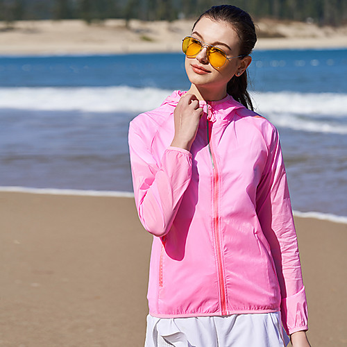 

Women's UPF 50 UV Sun Protection Lightweight Jacket Zip Up Hoodie Jacket Windbreaker Cooling Sun Shirt with Pockets Quick Dry Packable Coat Top Hiking Fishing Outdoor Performance