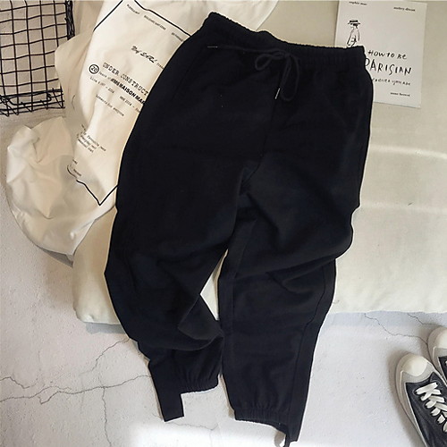 

Women's Basic Jogger Pants Solid Colored Black Light gray