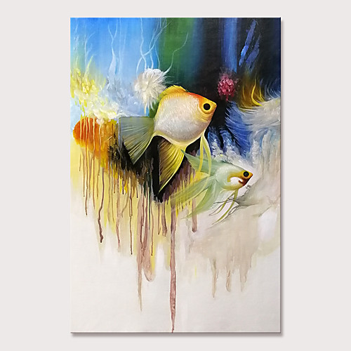 

Oil Painting Hand Painted Vertical Animals Pop Art Modern Rolled Canvas (No Frame)