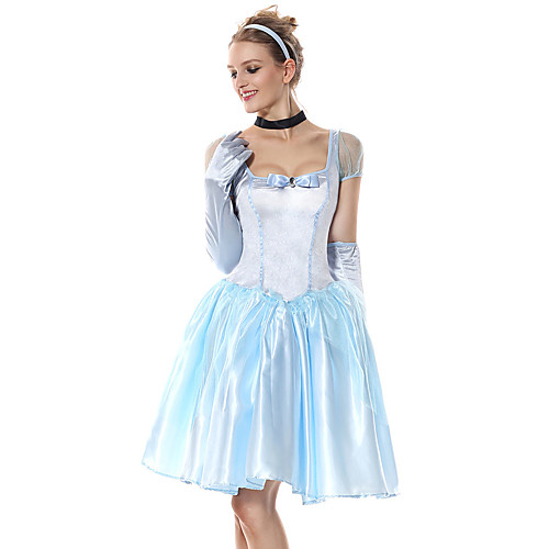 

Princess Cinderella Dress Flower Girl Dress Women's Movie Cosplay A-Line Slip Cosplay Light Blue Dress Gloves Headwear Halloween Carnival Masquerade Tulle Polyester