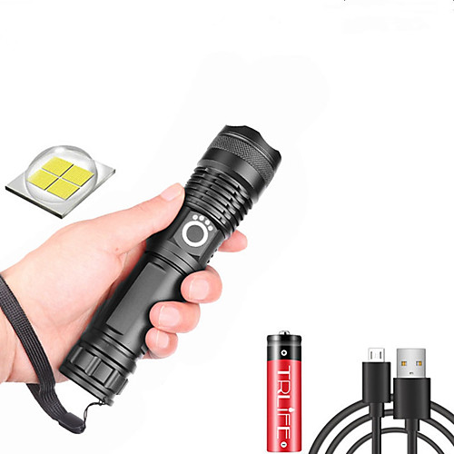 

xhp50 LED Flashlights / Torch Waterproof 3000 lm LED LED 1 Emitters 5 Mode with Batteries with USB Cable Waterproof Professional Durable Creepy Camping / Hiking / Caving Everyday Use Cycling / Bike