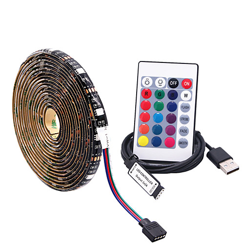 

5m Flexible LED light strips RGB Tiktok Lights Remote Controls 150 LEDs SMD5050 10mm 1 24Keys Remote Controller 1 set Halloween Christmas Waterproof USB Decorative 5 V