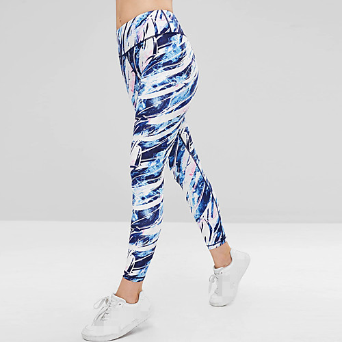 

Women's High Waist Yoga Pants Tights Leggings Tummy Control Butt Lift Quick Dry Blue Non See-through Fitness Gym Workout Running Summer Sports Activewear Stretchy / Moisture Wicking / Full Length
