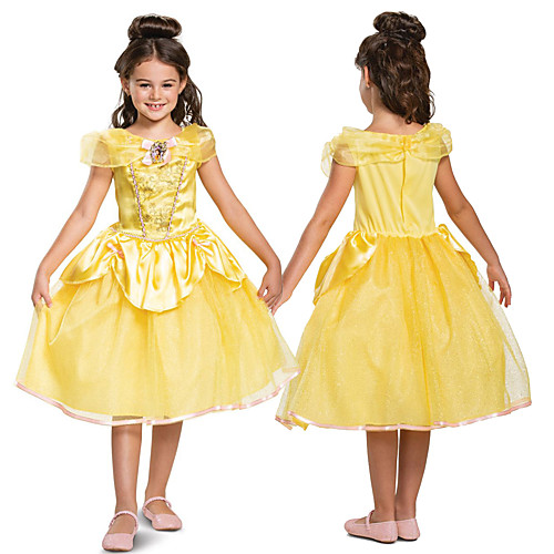 

Princess Belle Dress Flower Girl Dress Girls' Movie Cosplay A-Line Slip Cosplay Yellow Dress Halloween Carnival Masquerade Tulle Polyester