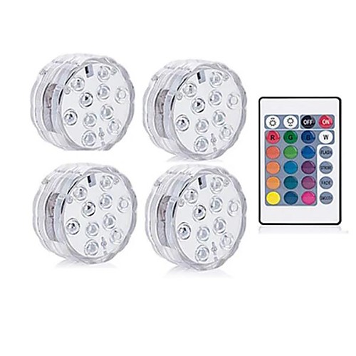 

Outdoor IP68 Underwater Lamp with Remote Controlled RGB Submersible Light 4 pcs SMD5050 AAA Battery Operated for Vase Bowl Garden Party Swimming Pool Decor Lighting