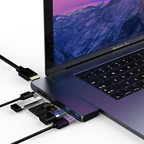 

LITBest TC07 Hyper Drive USB C 3.0 Hub To HDMI Adapter Multifunctional 3 USB C Hub Best Macbook Type-C Dual Hub Adapter Converter 7in2: USB-C 100W PD, USBC 40Gbps Data, 4K HDMI, microSD/SD Card Reader