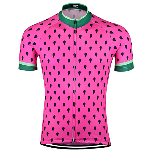 

21Grams Men's Short Sleeve Cycling Jersey Summer Spandex Polyester Rose Red Polka Dot Solid Color Bike Jersey Top Mountain Bike MTB Road Bike Cycling UV Resistant Quick Dry Breathable Sports Clothing